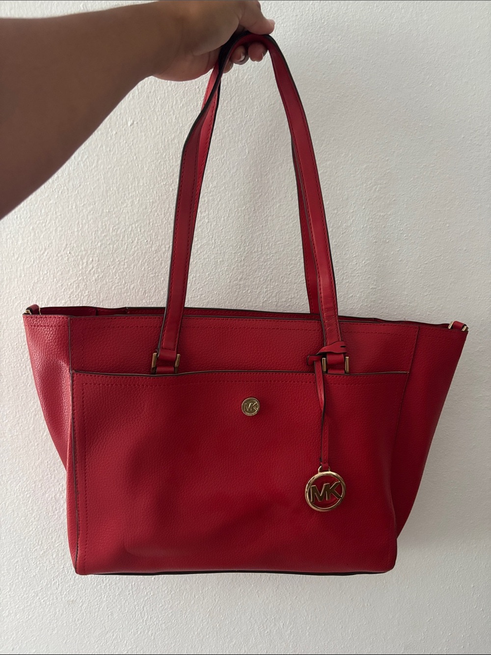 Michael Kors Red Leather Large Tote